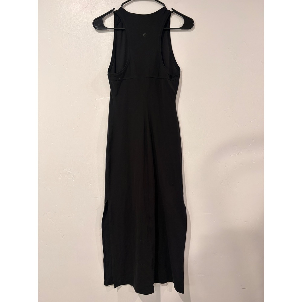 Lululemon Black Racerback Midi Dress High Neck Athletic Side Slit Sleeveless